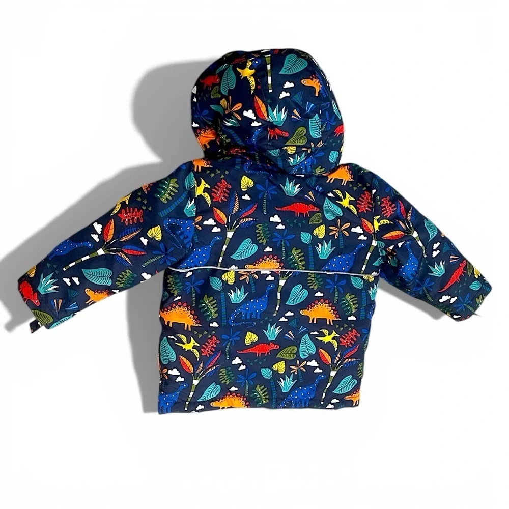 The Children's Place Toddler Boys Dinosaur Winter Coat 2T Zip Hood Puff Colorful
